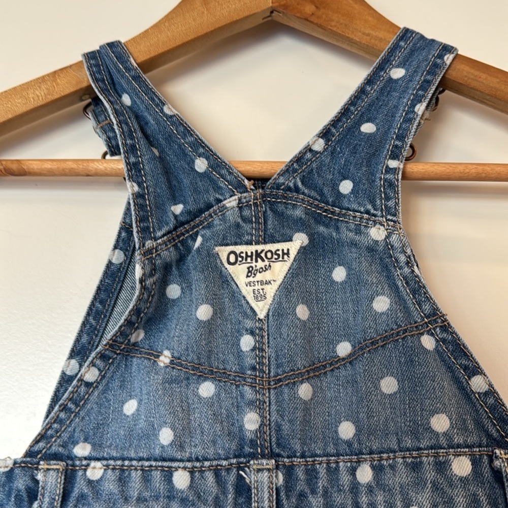 Baby Girl OshKosh Polka Dot Denim Overalls 24 Months - Picture 6 of 11